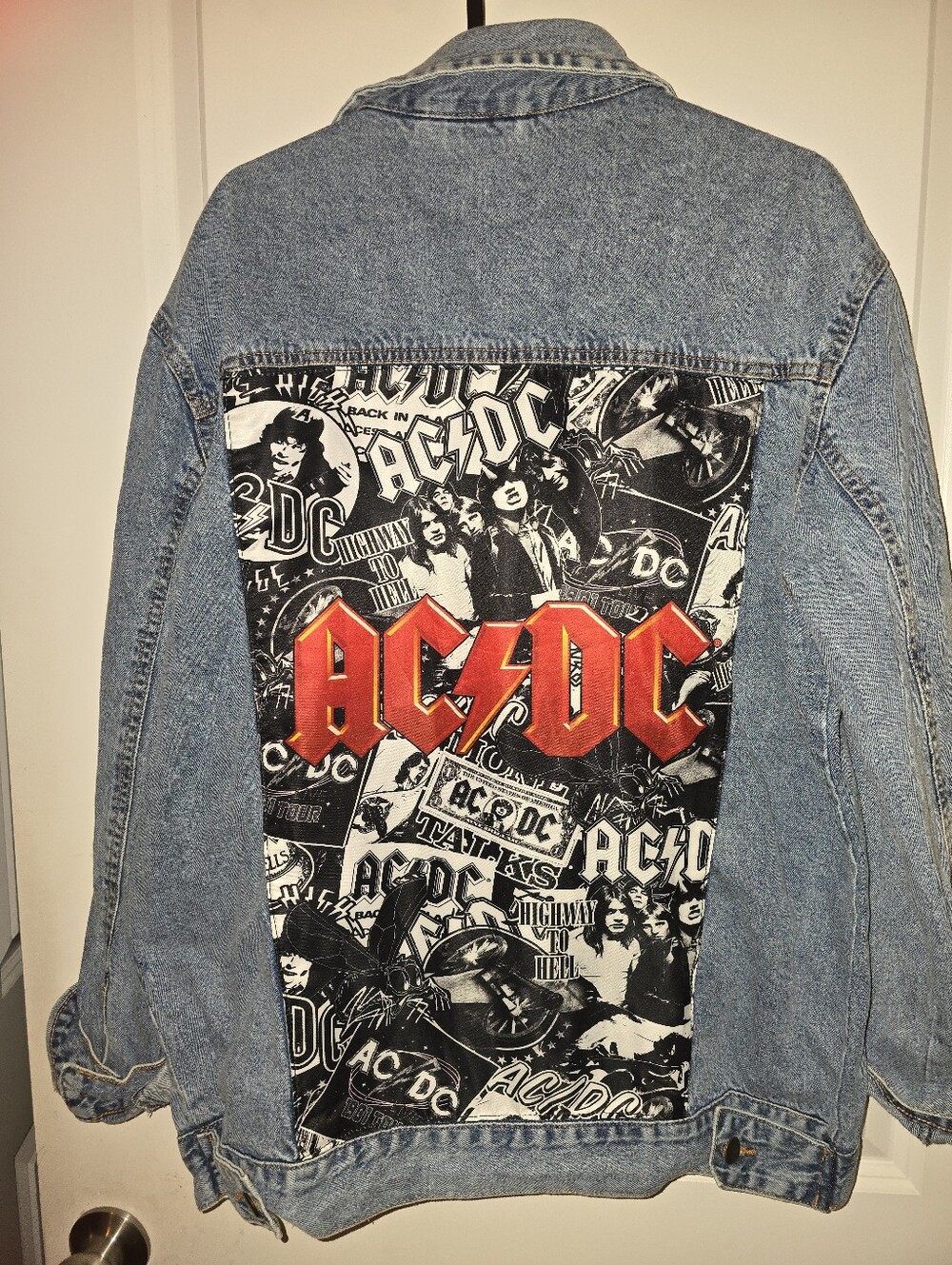 AC/DC Red Logo Denim Jacket L